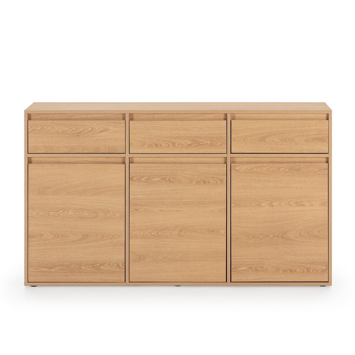 SIDEBOARD Tori 3 Türen 3 Schubladen, Eichenfarbe - Honigeiche, Holzwerkstoff (140/81/40cm)