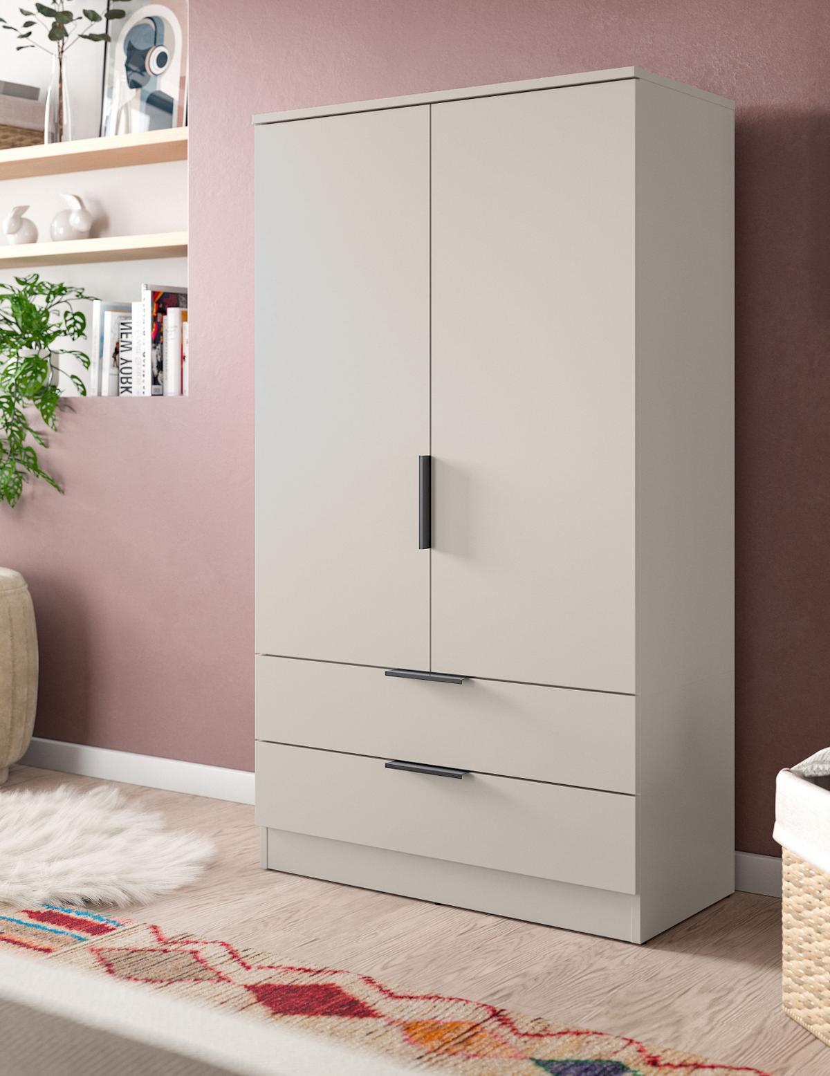 KLEIDERSCHRANK kaschmir 80 x 140 cm, Wäscheschrank 2-türig - Kaschmir/Schwarz, Holzwerkstoff/Kunststoff (80/140/37cm) - Inn.Furn