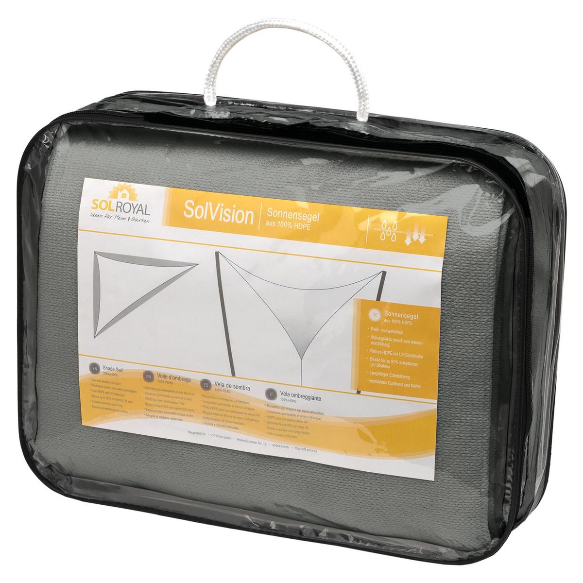 SONNENSEGEL SolVision HS9 500/500/700 cm dreieckig Grau HDPE - Grau, Kunststoff (500/500cm) - Sol Royal