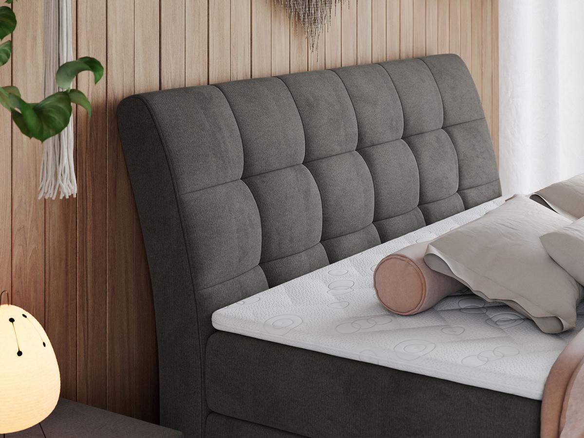 BOXSPRINGBETT GOLD-10 KING 160/200 Dunkelgrau Velvet - H3 - Dunkelgrau, Holz/Textil (160/200cm) - MKS