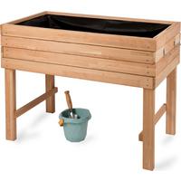 HOCHBEET aus Kirschbaum-Holz, rechteckig mit Vlies-Folie, für Garten & Balkon - Braun, Holz (100/80/55cm) - WONDERMAKE