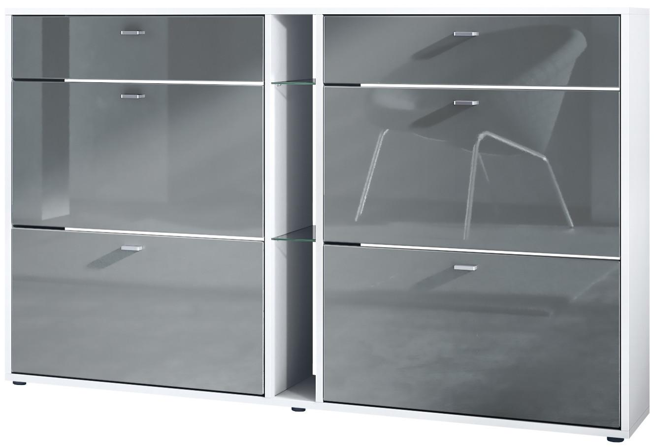 SCHUHSCHRANK Today Fronten in Grau Hochglanz - Grau, Holzwerkstoff (155.5/95/28cm) - Vladon