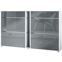 SCHUHSCHRANK Today Fronten in Grau Hochglanz - Grau, Holzwerkstoff (155.5/95/28cm) - Vladon