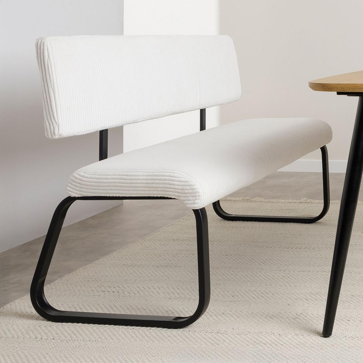 ESSZIMMERBANK MATESE weiß - Weiß, Textil/Metall (135/88/58cm) - IDIMEX