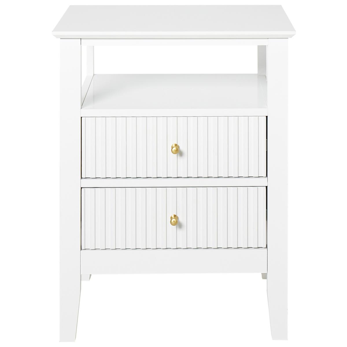 NACHTTISCH mit 2 Schubladen Weiß Assisi - Weiß, Holzwerkstoff (35/48/62cm) - Beliani