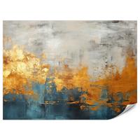 FOTOTAPETE für Badezimmer Abstrakter Beton Gold Mauer 400x280 - Türkis/Goldfarben, Papier (400/280cm) - Muralo