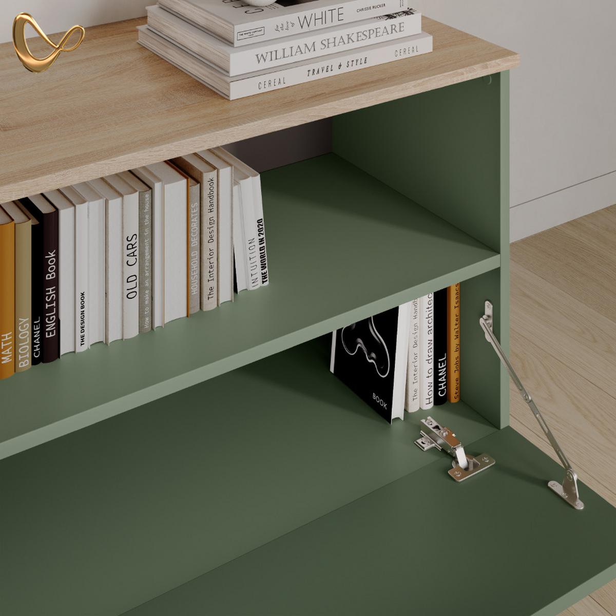 KOMMODE Piave Grün mit 1 geschlossenem Fach - Grün, Holzwerkstoff (80/50/40cm) - Livinity®