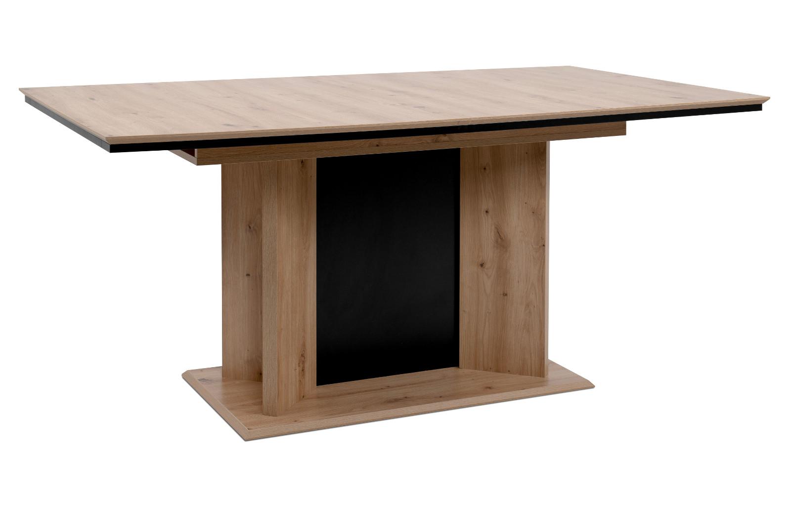 ESSTISCH Eiche Artisan, schwarz, Säulentisch ausziehbar 160 - 200 x 90 cm - Schwarz/Eiche Artisan, Holzwerkstoff (160/90/76cm) - Furn.Design