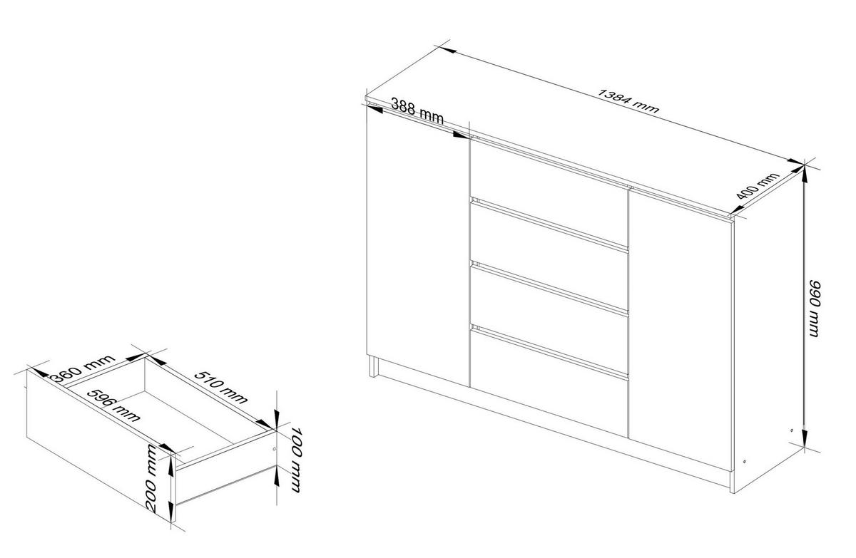 KOMMODE - Weiß, Holzwerkstoff (138/99/40cm) - RAUMHIRSCH FURNITURE