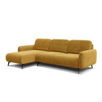 ECKSOFA FEBE 4-Sitzer links, dunkelgelb - Gelb/Schwarz, Holz/Textil (264/157cm) - Wozimo