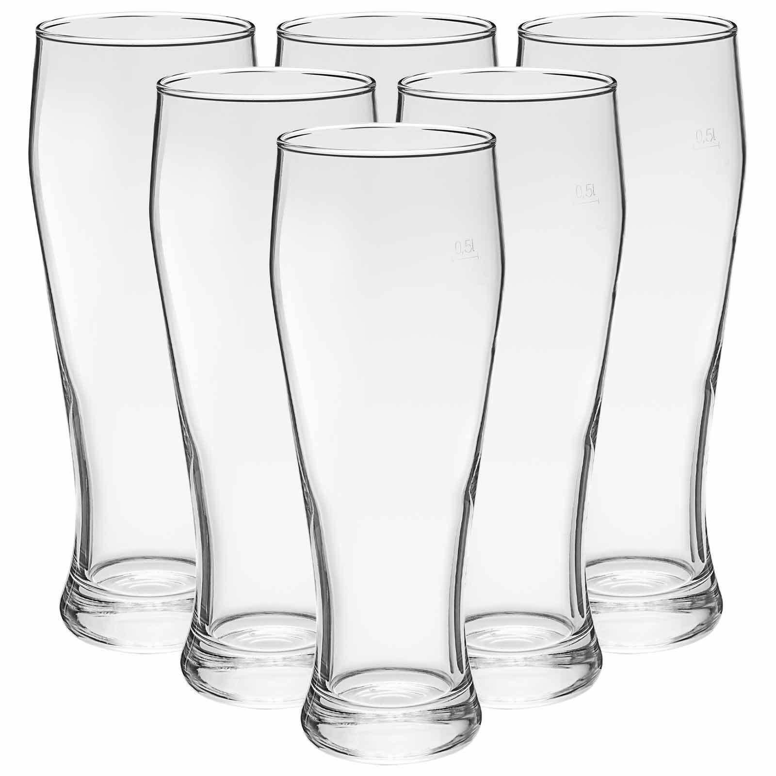 WEIZENBIERGLÄSER (GEEICHT) Bavaria transparent 0,5 l 6er Set - Transparent, Glas (0.5L) - Van Well