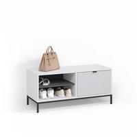 SCHUHSCHRANK Aterno Weiß 100 x 45 cm mit Klapptür - Weiß, Holzwerkstoff (100/45/40cm) - Livinity®