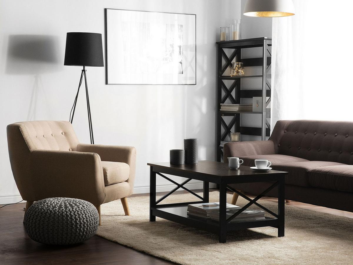 COUCHTISCH schwarz rechteckig 55/100 cm Foster - Schwarz, Holzwerkstoff (55/100/45cm) - Beliani