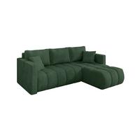ECKSOFA mit Schlaffunktion Ottomane Rechts GARD-L 226x146x85 Grün Cord - Dunkelgrün/Schwarz, Holzwerkstoff/Kunststoff (226/146cm) - ALTDECOR