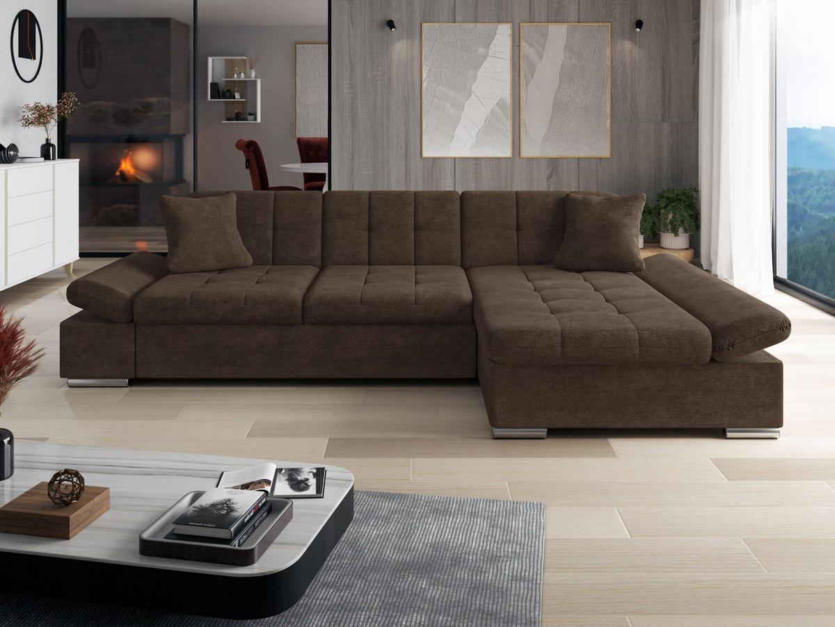 ECKSOFA Montana, Seite: Rechts - Dunkelbraun, Holz/Textil (278/161cm) - MIRJAN24