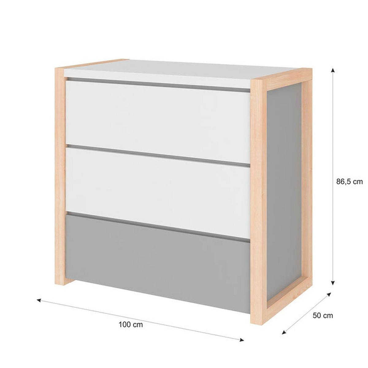 KOMMODE Weiß und grau - Weiß, Holzwerkstoff (100/86.5/50cm) - Petits-meubles