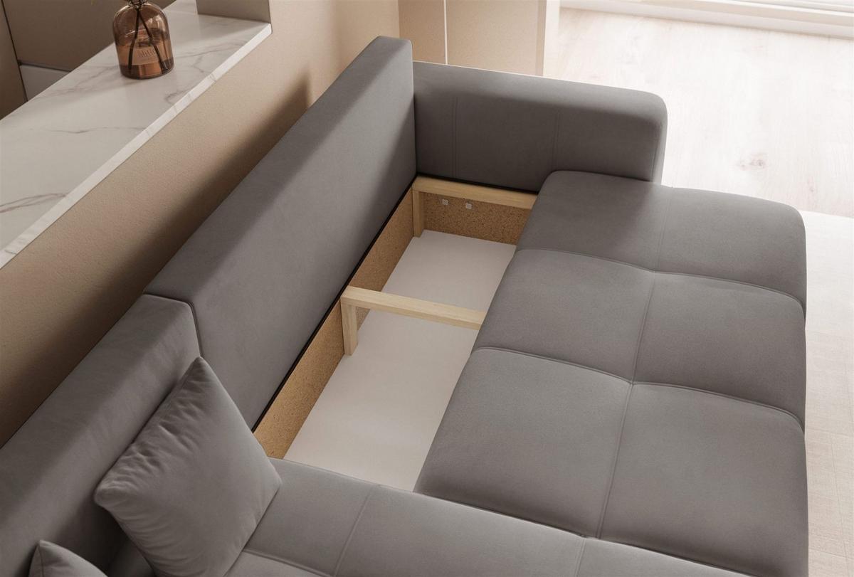 ECKSOFA Leros Mit Schlaffunktion - Grau, Holzwerkstoff/Textil (248/145cm) - Fun Möbel