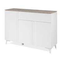 SIDEBOARD weiß, Sandstein 133 cm, Kommode 3-türig - Weiß, Holzwerkstoff/Kunststoff (133/92/40cm) - Furn.Design