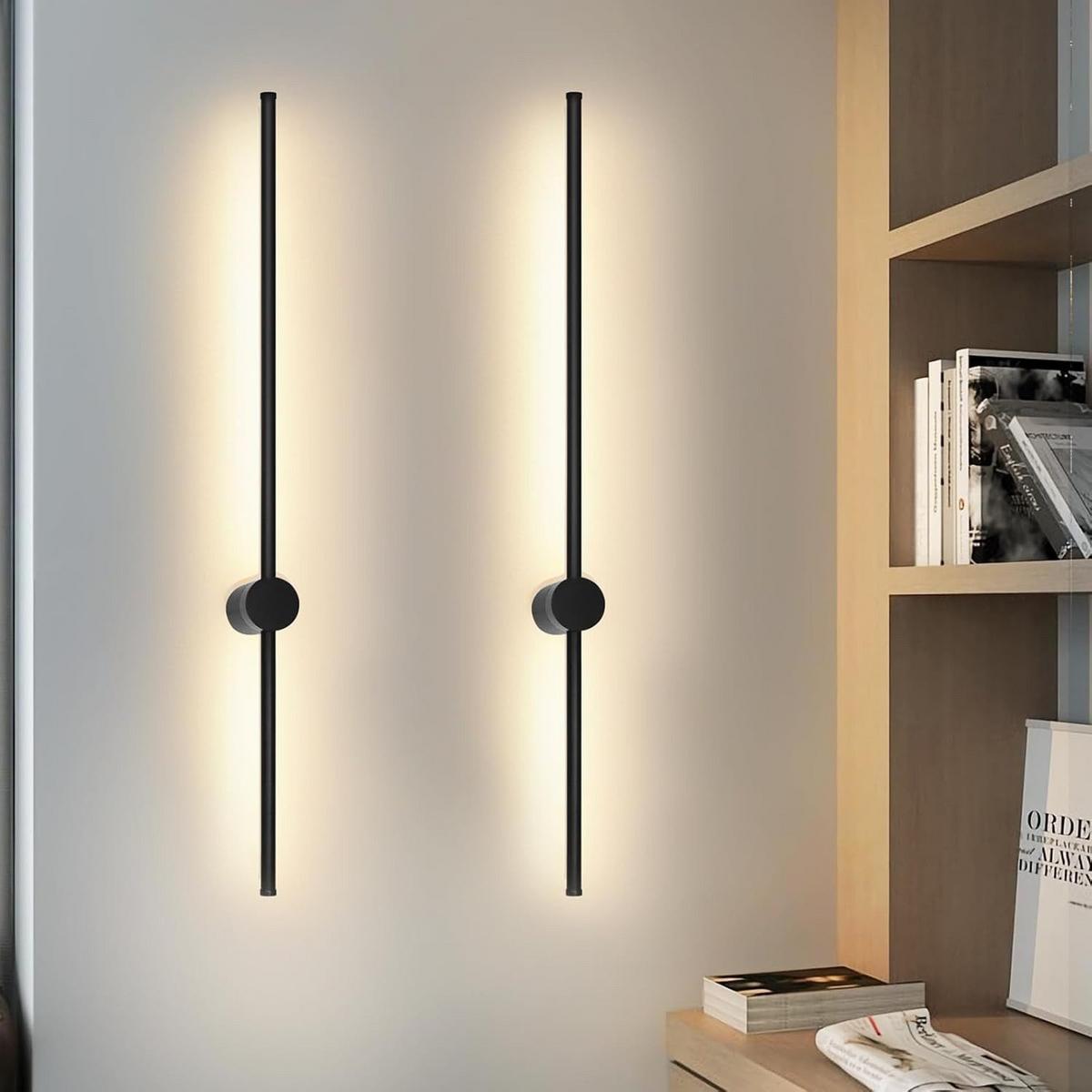 LED - WANDLEUCHTE Flussith (2er-Set) 10.0/6.0/60.0 cm - Schwarz, Metall (10/6/60cm) - ZMH