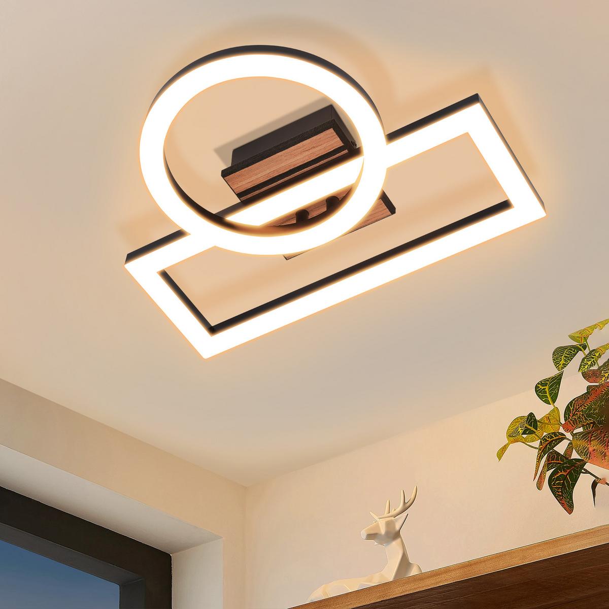 LED DECKENLEUCHTE Ixith 34.5/28/8 cm - Schwarz, Kunststoff/Metall (34.5/28/8cm) - ZMH