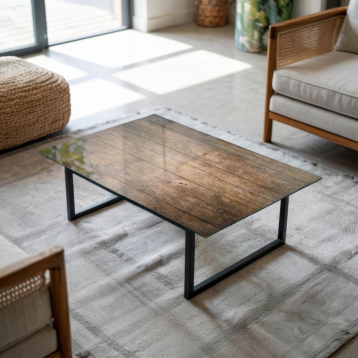 TISCHPLATTE 80x60 cm Der Aufbau von Holzbrettern - Dunkelbraun, Glas (0.4/80/60cm) - TULUP
