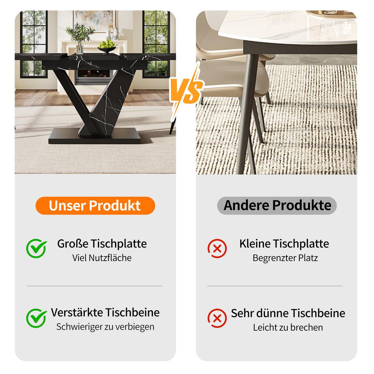ESSTISCH Ausziehbar Schwarz - Weiß, Holzwerkstoff/Metall (160/75/76cm) - Urban Meuble