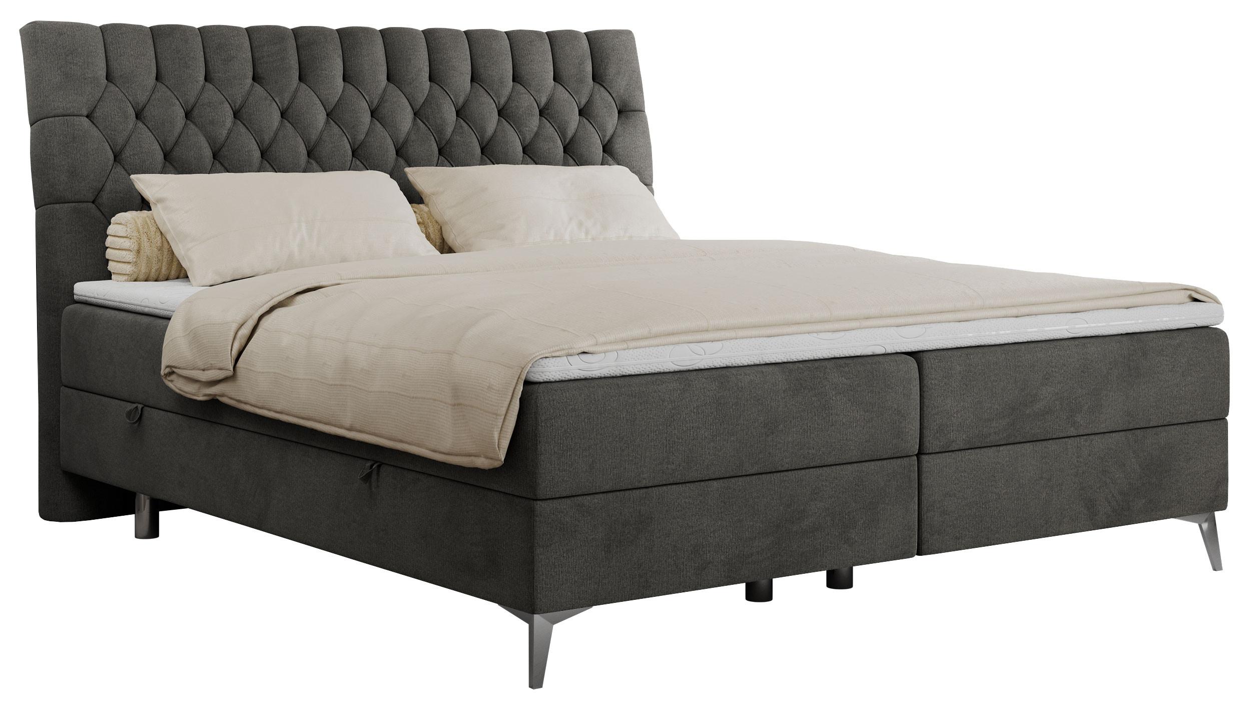 BOXBETT MILEN 120/200 Dunkelgrau Velvet - H3 - Dunkelgrau, Holz/Textil (120/200cm) - MKS