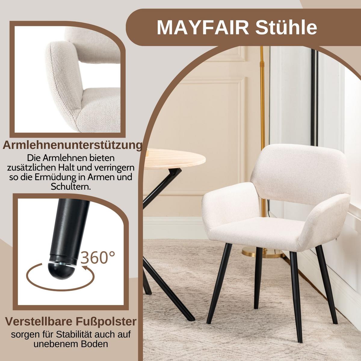 ESSZIMMER SET mit ausziehbarem Tisch und 4 bequemen Stühlen - Beige, Holzwerkstoff/Metall (80/75/160cm) - Urban Meuble