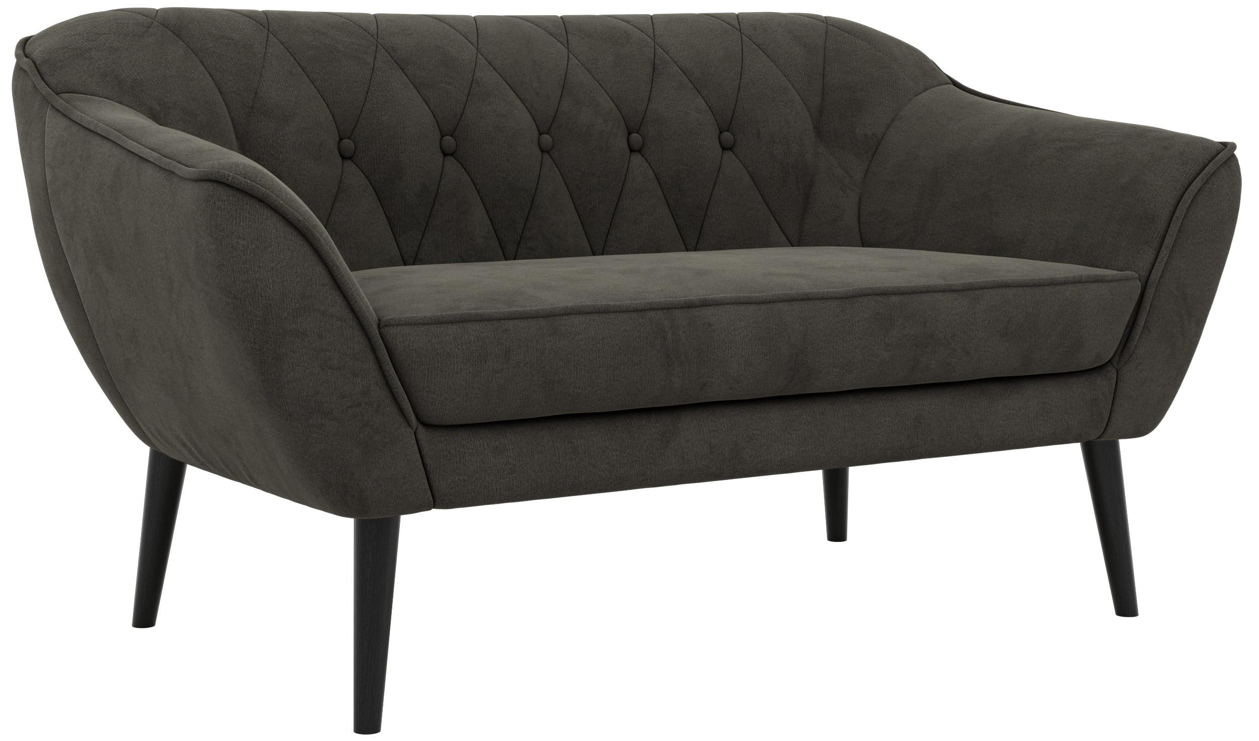 2-SITZER-SOFA PIRS - Dunkelgrau Velvet - Schwarze Beine - Dunkelgrau/Schwarz, Holzwerkstoff/Textil (140/75/74cm) - MKS