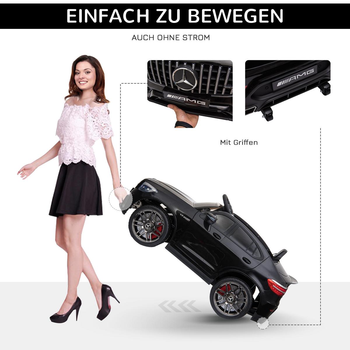 KINDERFAHRZEUG Fernbedienung Elektroauto Mercedes-Benz MP3 37-60 Monate 2 Farben - Schwarz, Kunststoff (115/70/55cm) - HOMCOM