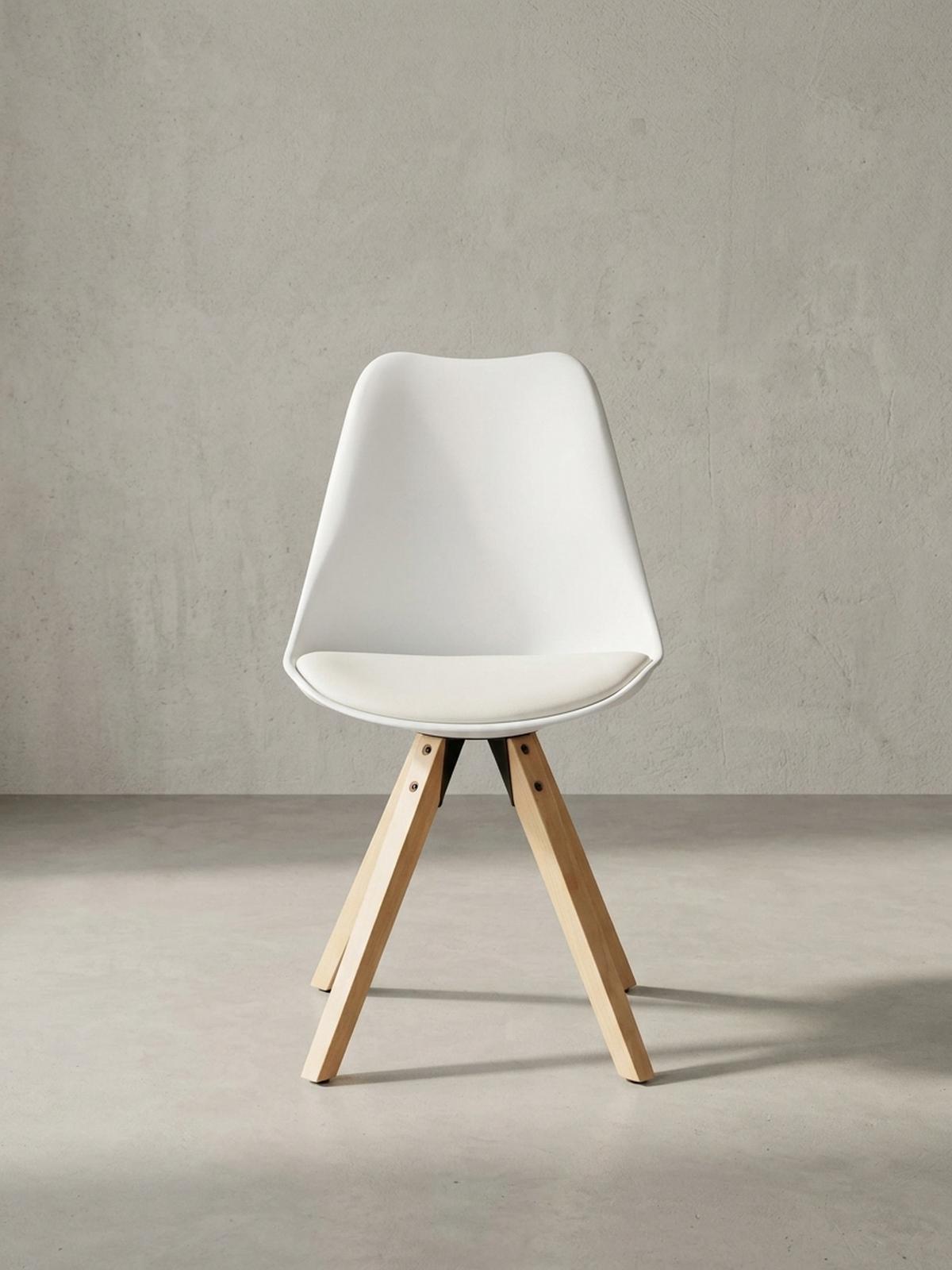 ESSZIMMERSTUHL 2er Set Kunstlederbezug mit Holzgestell Skandinavisch gepolstert, Weiß 49x52x87 cm - Beige/Weiß, Holz/Kunststoff (49/87/52cm) - KADIMA DESIGN