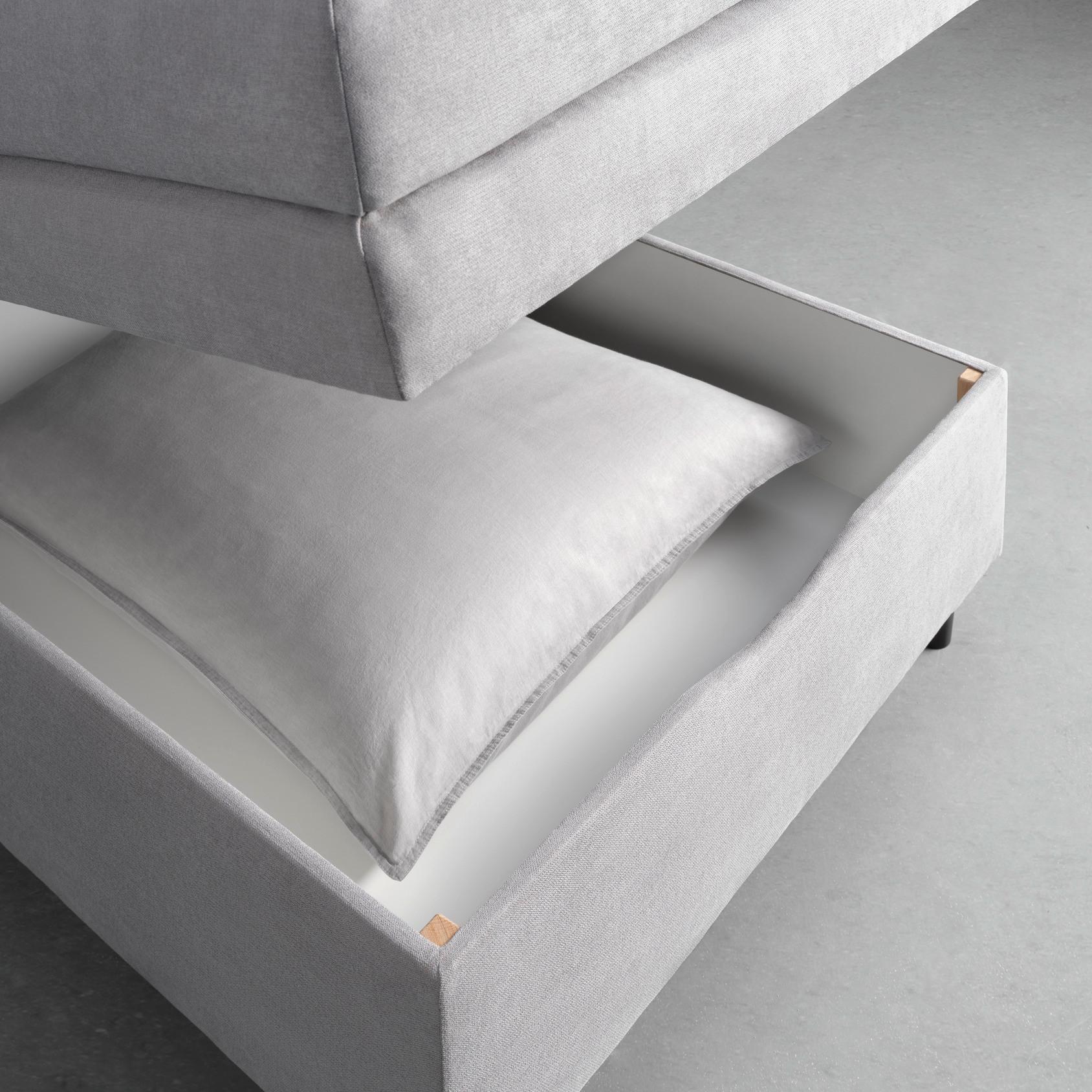 Bett grau Bettkasten Stauraum 