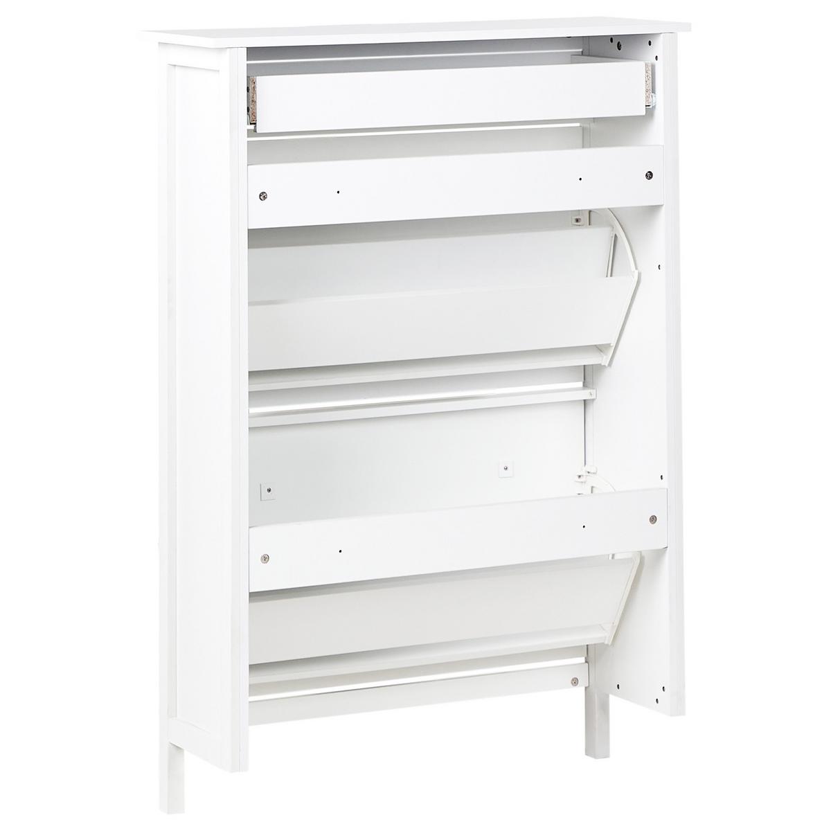 SCHUHSCHRANK Weiß Gibson - Weiß, Holzwerkstoff (89/127/30cm) - Beliani