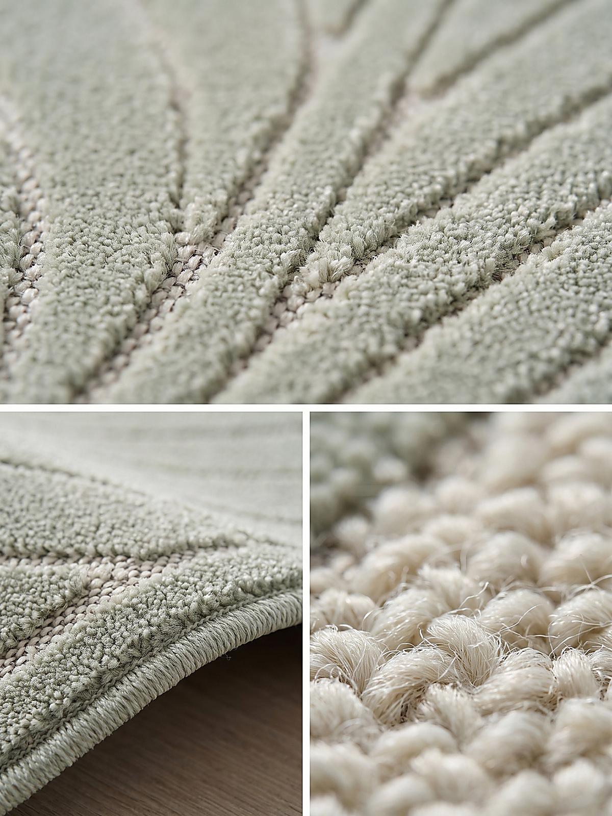 TEPPICH Outdoor, Fußbodenheizung-geeignet, mit Blattmotiv, aus Polypropylen, ENGADIN in Salbeigrün, Ø 120 cm - Grün, Textil (120/120cm) - KADIMA DESIGN