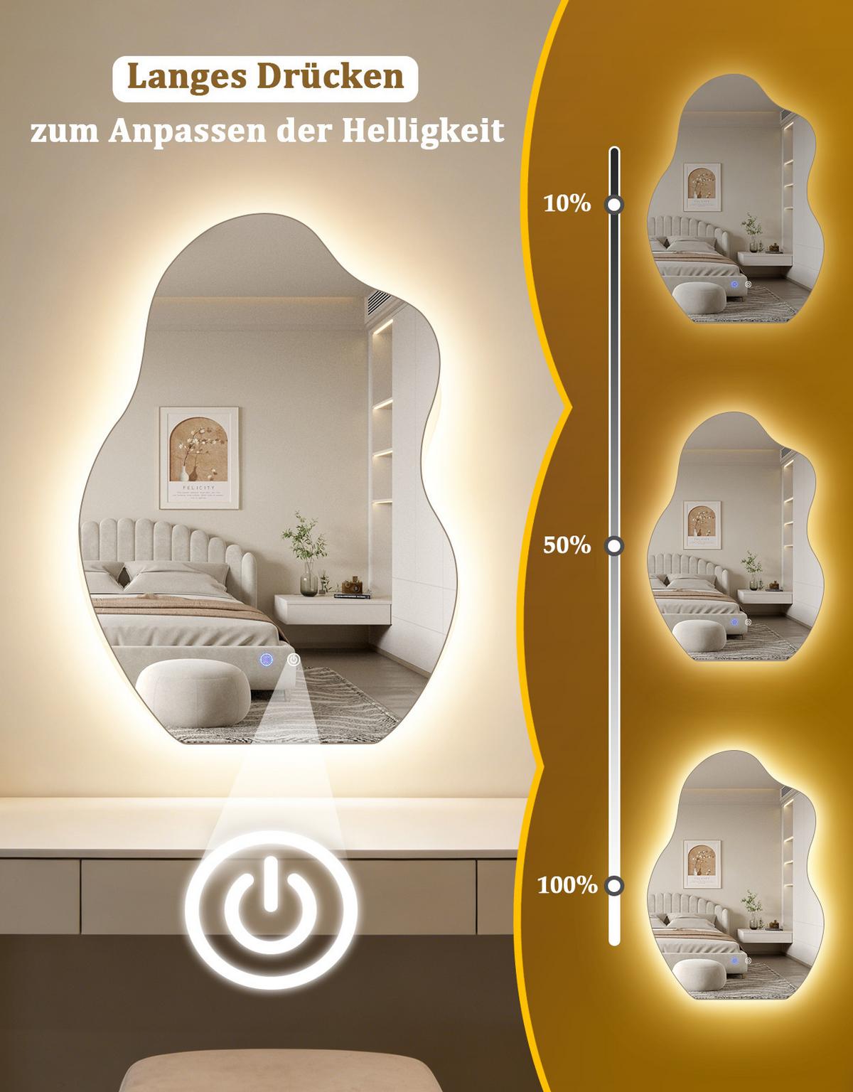 BADSPIEGEL mit Beleuchtung Kalen 3.4/50/70 cm - Weiß, Glas (50/70/3.4cm) - ZMH