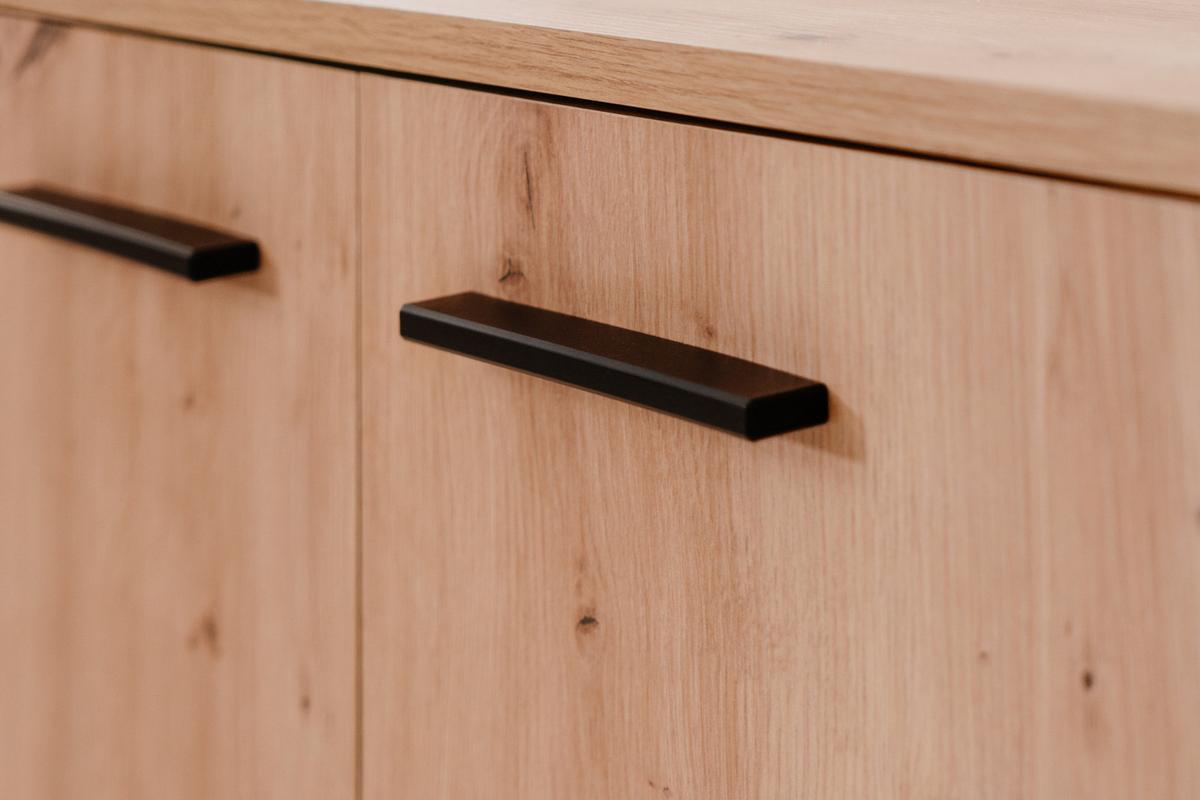 SCHUHSCHRANK Eiche Artisan 100 cm, Schuhkommode aufklappbar mit 12 Fächern - Schwarz/Eiche Artisan, Holzwerkstoff/Kunststoff (100/110/34cm) - Furn.Design