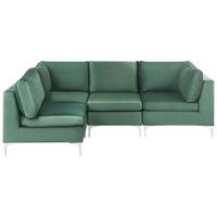 ECKSOFA Modul 4-Sitzer rechtsseitig Grün Samtstoff Evja - Grün, Textil (235/150cm) - Beliani