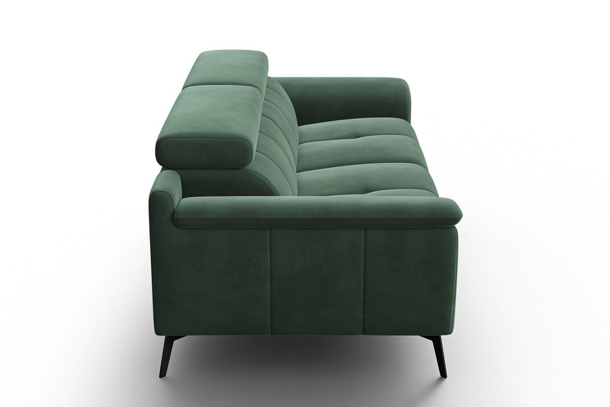 SOFA FIERO 3-Sitzer, Grüner Veloursstoff - Schwarz/Grün, Holz/Textil (212/82/103cm) - Courtois Laville