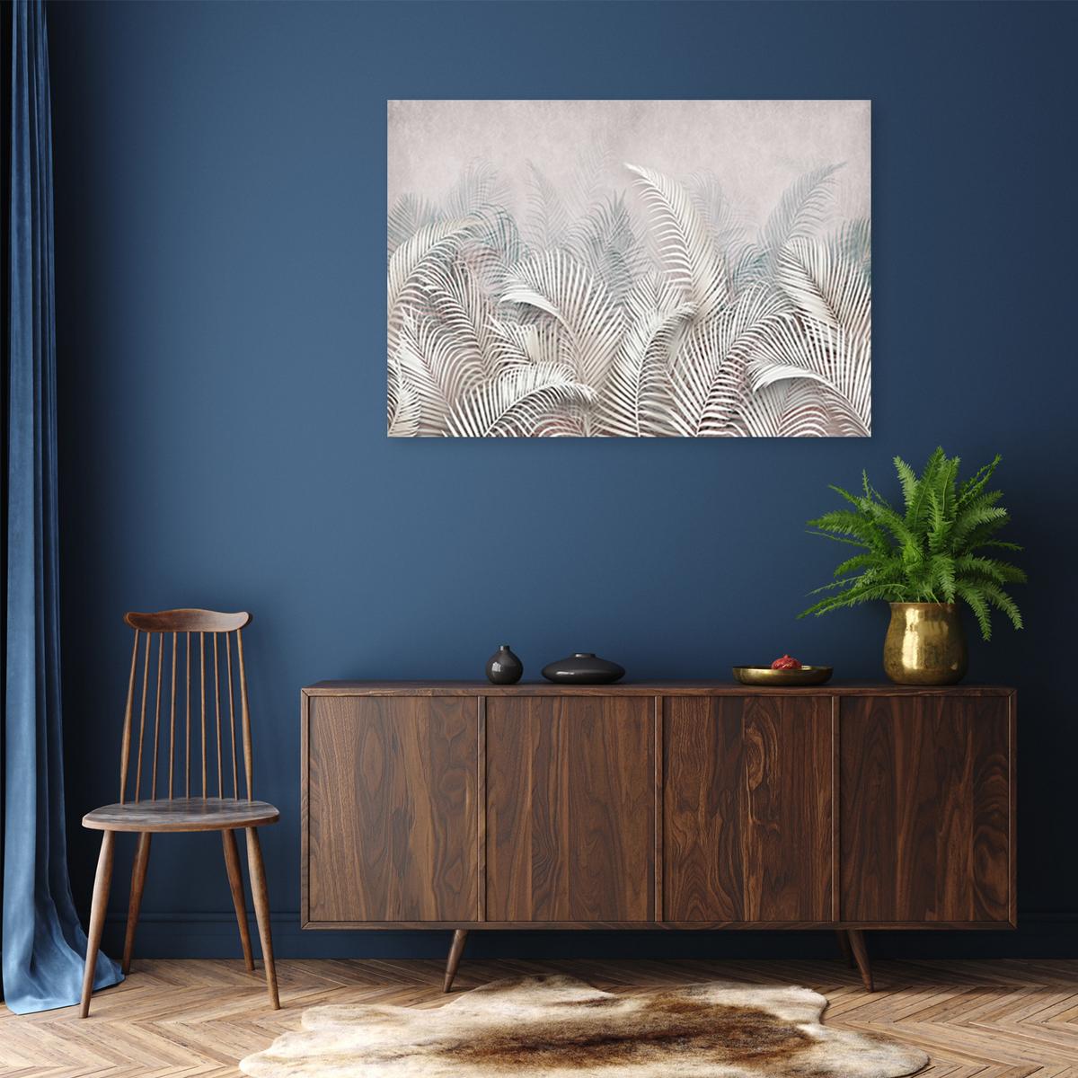 WANDBILD 3d palmblätter - Beige, Textil (60/40cm) - Feeby