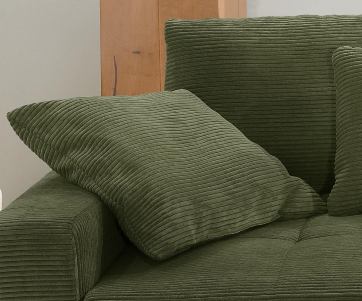 BIG-SOFA mit 2 Bettkästen, viel Stauraum, B274/T113/H84 cm, Liegefläche 103x241 cm, Cord Grün / 15262 - Schwarz/Grün, Kunststoff/Textil (284/84/113cm) - luma-home