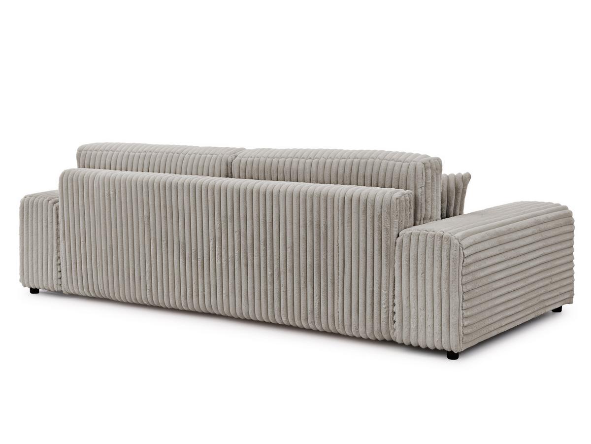 BIGSOFA Mollis Hellgrau Plüschcord mit Schlaffunktion - Hellgrau/Schwarz, Holz/Kunststoff (260/77/124cm) - S-Style Möbel