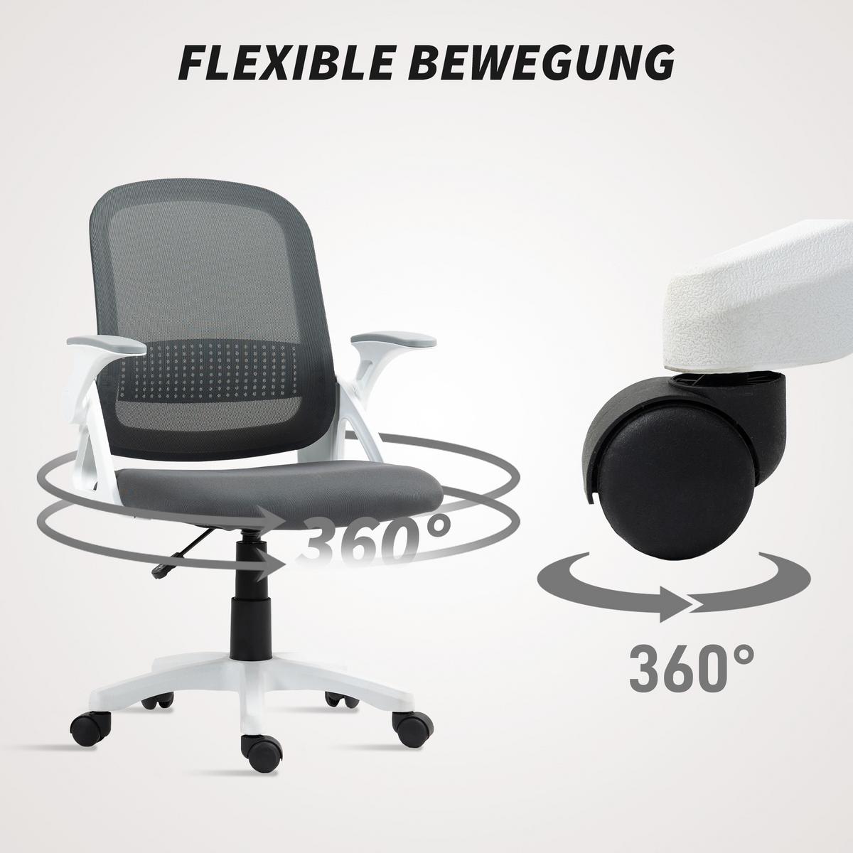 BÜROSTUHL höhenverstellbar Grau - Weiß/Grau, Kunststoff/Textil (57.5/101/60cm) - HOMCOM