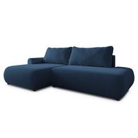 ECKSOFA NUVIRA CL L-S Blau Samtstoff mit Schlaffunktion - Blau, Holzwerkstoff/Textil (279/158cm) - MASSENO