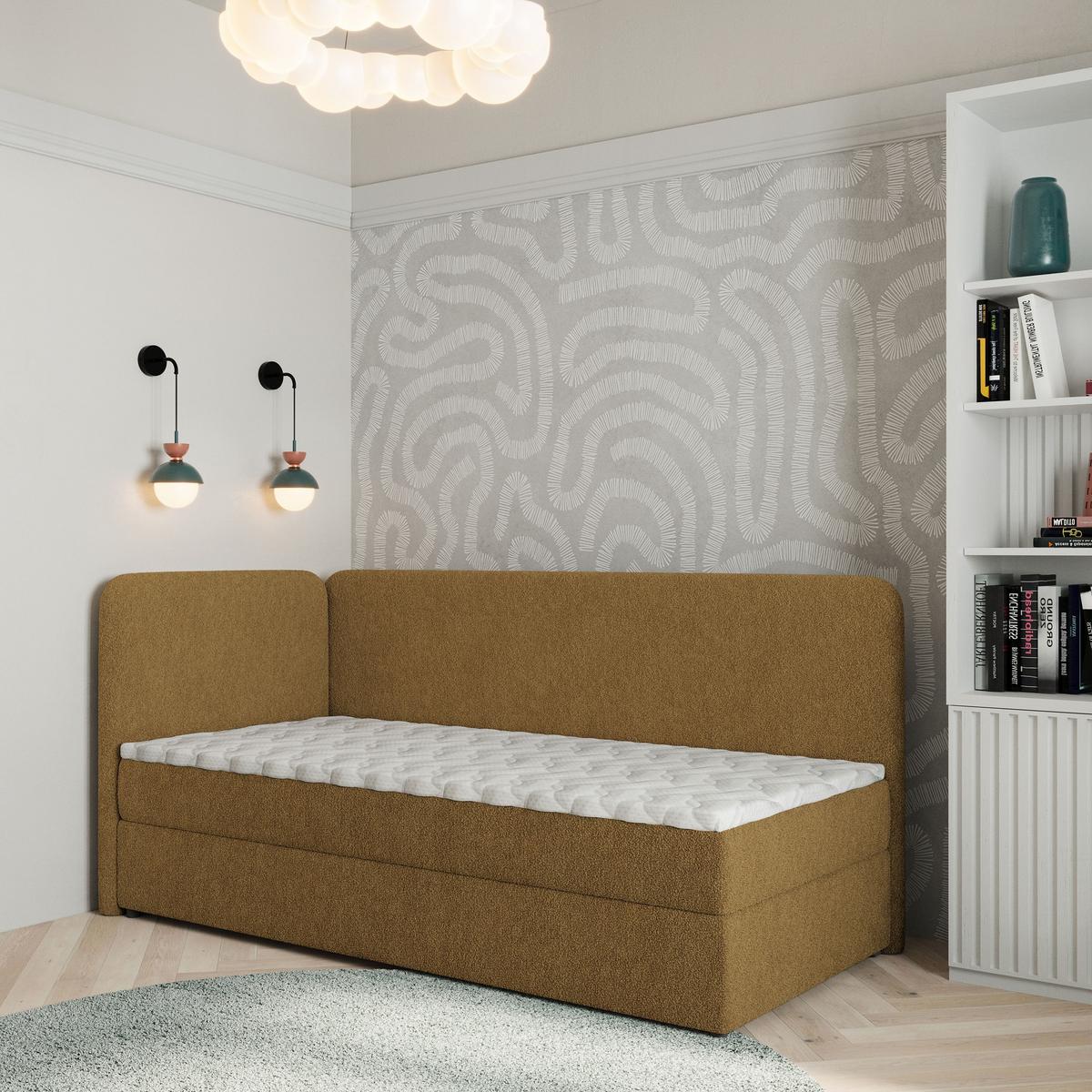 BOXBETT GINA 80x200 cm mit Matratze und Topper, H2+H3 - Orange - Orange, Holz (80/200cm) - MASSENO