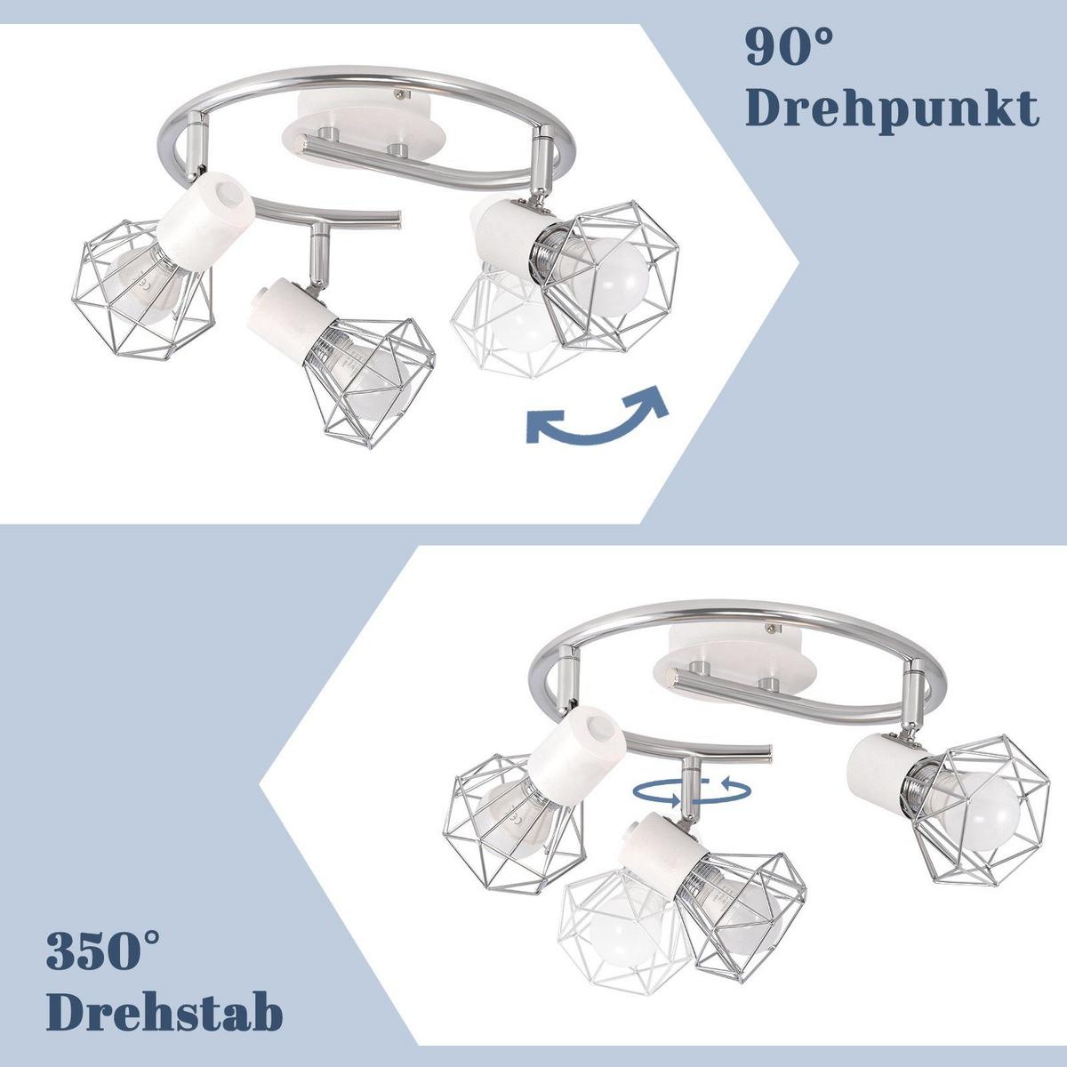 DECKENLEUCHTE Diamonds 28/25/20 cm - Weiß, Metall (28/25/20cm) - Nettlife