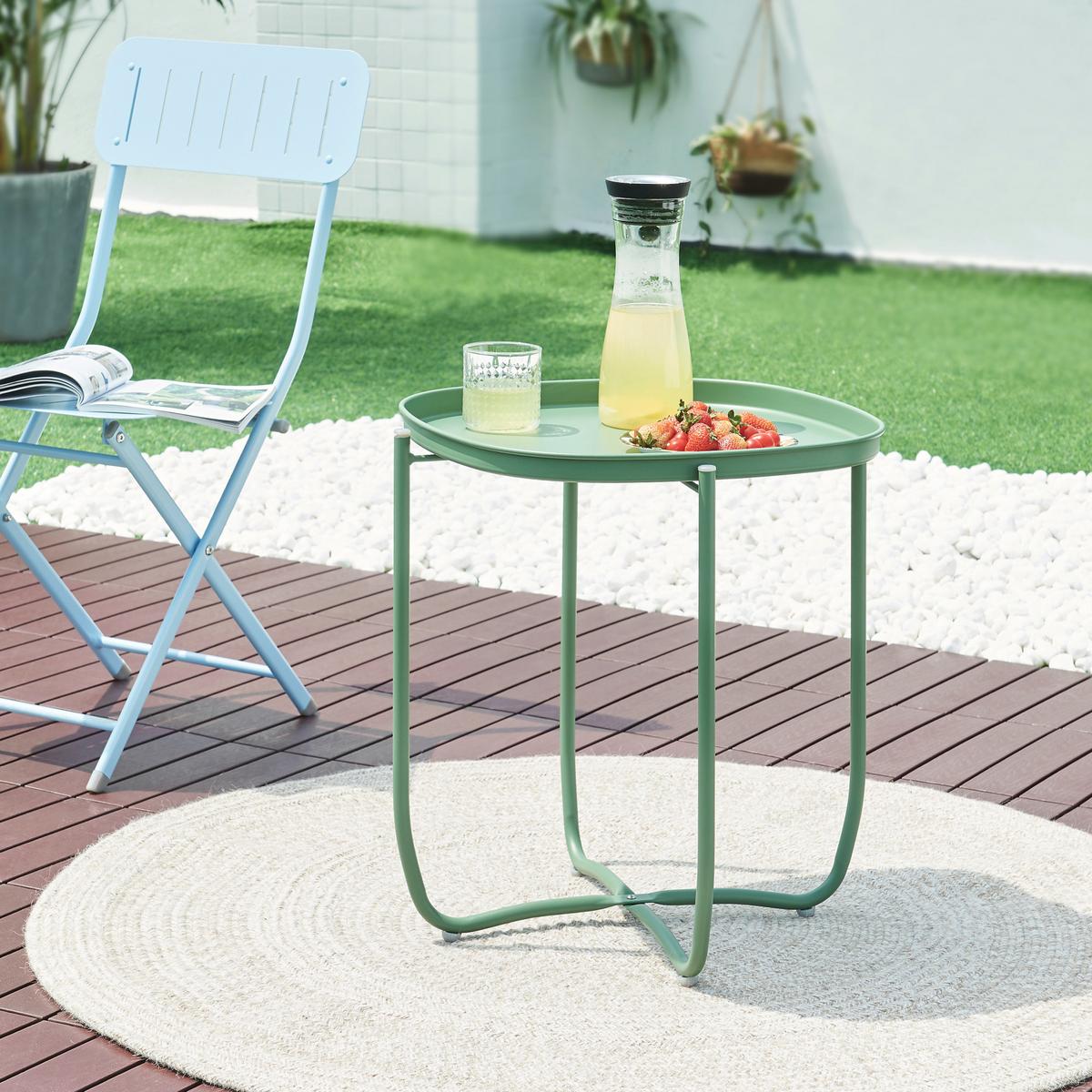 TABLETTTISCH Sandefjord - Grün, Metall (46/46/53cm) - [en.casa]