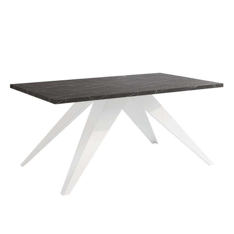 AUSZIEHTISCH XANDRO 140/80/76 cm mit Metallgestell, Weiß / Grigia Pietra - Weiß/Grau, Holzwerkstoff/Metall (80/140/76cm) - Idohome