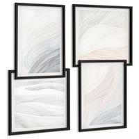 BILDER SET 4er Set - 50x50 cm & 40x60 cm Schwarzer Rahmen - Abstrakte Pastellwellen - Schwarz, Kunststoff (50/50cm) - TULUP
