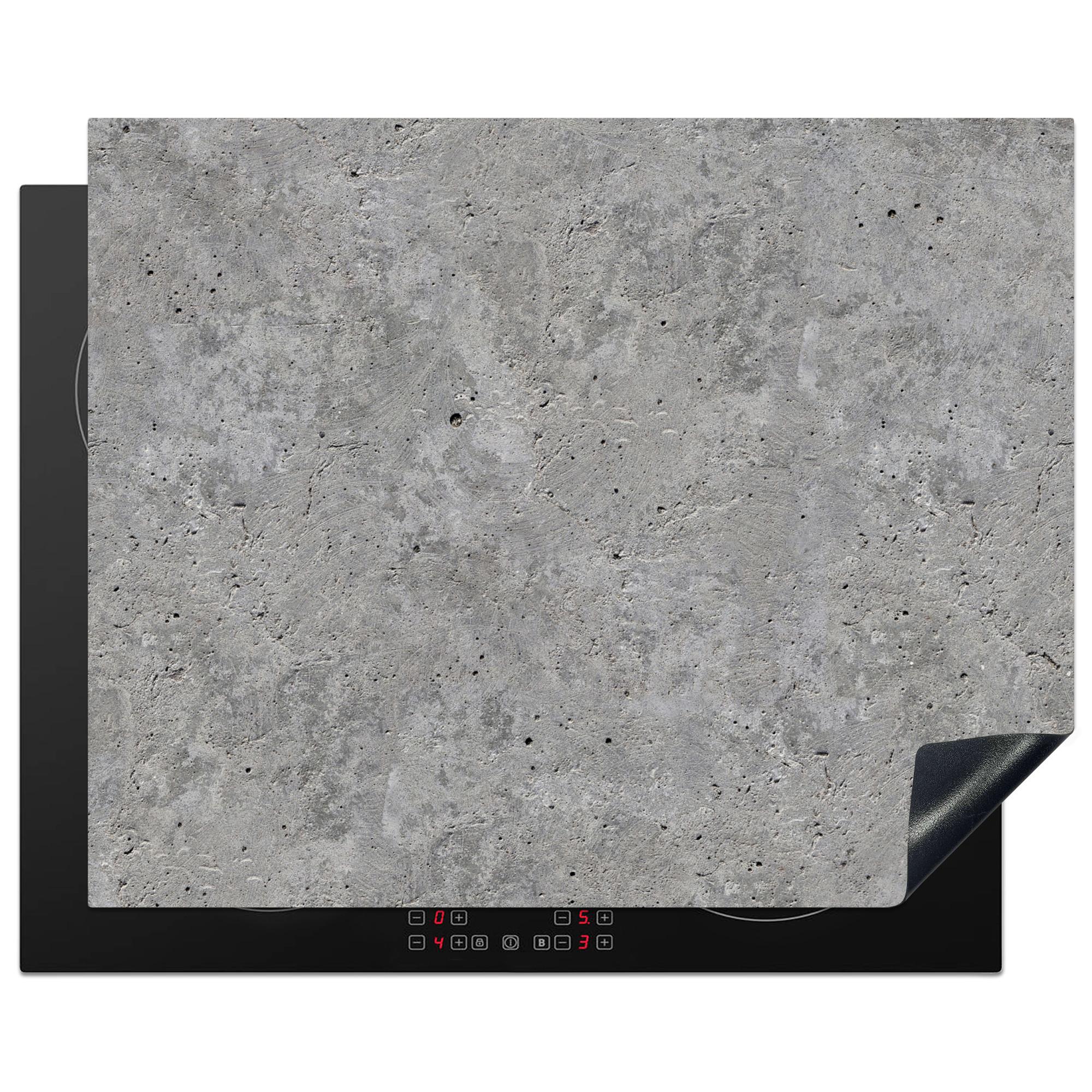 HERDABDECKPLATTE Beton - Schiefer - Grau - Struktur aus Beton Herdabdeckung Induktionsfeld 65x52 cm - Hellgrau, Kunststoff (65/52/0.2cm) - MuchoWow