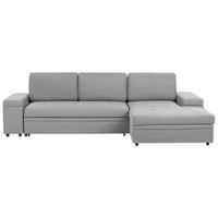 ECKSCHLAFSOFA 3-Sitzer Kunstleinen Grau mit Stauraum linksseitig Hrisey - Grau, Textil (293/161cm) - Beliani